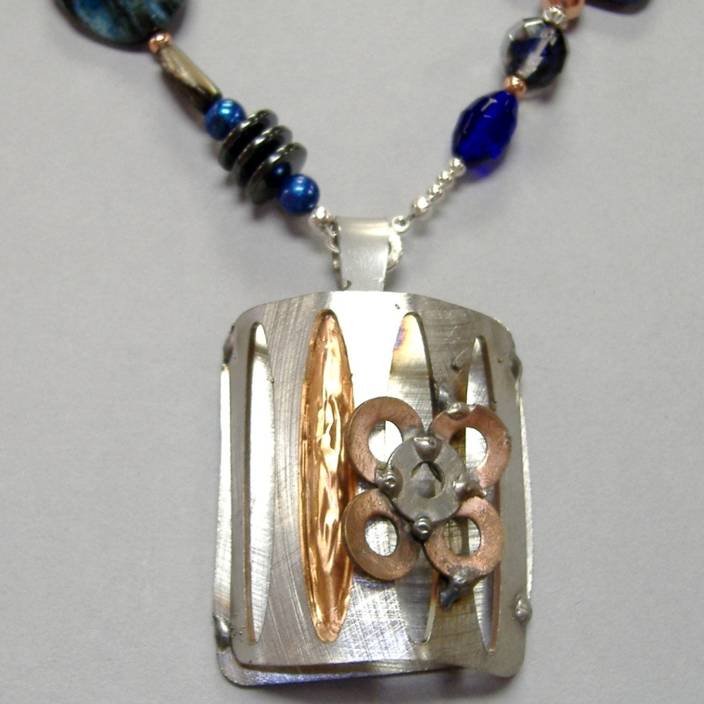 Flower Drum Pendant One Of A Kind Stainless Steel Copper Unique Handcrafted New